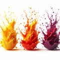 Colorful ink splashes on white background Royalty Free Stock Photo