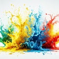 Colorful ink splashes on white background Royalty Free Stock Photo