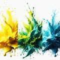 Colorful ink splashes on white background Royalty Free Stock Photo