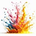 Colorful ink splashes on white background Royalty Free Stock Photo