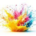 Colorful ink splashes on white background Royalty Free Stock Photo