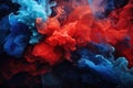 Colorful ink in water on a black background. Abstract background, Acrylic blue and red colors in water, Ink blot, Abstract black Royalty Free Stock Photo