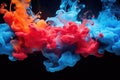 Colorful ink in water isolated on black background. Abstract background, Acrylic blue and red colors in water, Ink blot, Abstract Royalty Free Stock Photo