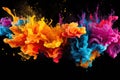 Colorful ink in water isolated on black background. Abstract background, Colorful paint splashes and blots on black background, AI Royalty Free Stock Photo