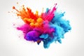 Colorful ink in water isolated on white background. 3d rendering, Explosion of colored powder on a white background. 3d rendering