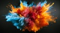 Colorful ink in water. Ink swirling in water on black background. Generative AI Royalty Free Stock Photo