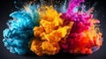 Colorful ink in water. Ink swirling in water on black background. Generative AI. Royalty Free Stock Photo
