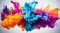 Colorful ink in water. Ink swirling in water on white background. Generative AI Royalty Free Stock Photo