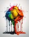 A colorful inkblot dripping in the shape of a brain conveying the creative growth that can come from gaining Psychology