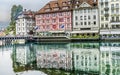 Inner Harbor Buildings Reflection Lucerne Switzerland