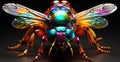 A colorful insect with a black background, AI