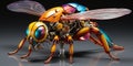 A colorful insect with gears and wheels on it, AI