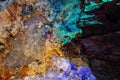 Colorful inside of Hang Sung Sot cave world heritage site Royalty Free Stock Photo