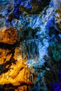 Colorful inside of Hang Sung Sot cave world heritage site Royalty Free Stock Photo