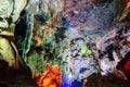 Colorful inside of Hang Sung Sot cave world heritage site Royalty Free Stock Photo