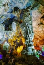 Colorful inside of Hang Sung Sot cave world heritage site Royalty Free Stock Photo