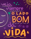 Colorful inspirational phrase in Brazilian Portuguese.