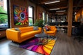 Colorful and Inspiring Open Workspace with Creative Team Collaborating on Design Project Royalty Free Stock Photo
