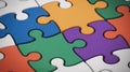 Colorful interconnected puzzle pieces representing teamwork and problem-solving solutions. Royalty Free Stock Photo
