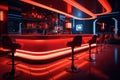 Colorful interior of bright and beautiful night club, Interior of a night club with bar counter with chair, Ai generated Royalty Free Stock Photo