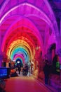 Colorful interior with pillars and arcades in low light at sea life in brighton great britain
