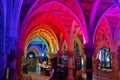 Colorful interior with pillars and arcades in low light at sea life in brighton great britain