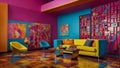 Colorful interior. Retro and vintage concept. Fashion and design idea.