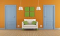 Colorful interior doors and armchair