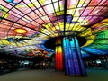 Kaohsiung, Taiwan - February 2, 2024: Colorful interior view of the Formosa Avenue Station of the Kaohsiung MRT