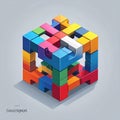 Colorful Interlocking Cube Structure Royalty Free Stock Photo