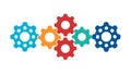 Colorful interlocking gears, symbolizing diverse teamwork and innovation. vector design Generative AI Royalty Free Stock Photo