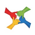 Colorful Interlocking Hands Vector. Teamwork, Unity, and Diversity Collaboration, Partnership, Friendship Royalty Free Stock Photo