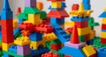 Colorful interlocking plastic bricks form intricate Royalty Free Stock Photo