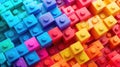 Colorful interlocking plastic bricks pattern. Close-up shot of building blocks Royalty Free Stock Photo