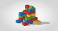 Colorful interlocking toy bricks stacked in a random, abstract structure Royalty Free Stock Photo