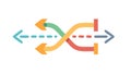 Colorful Intersecting Arrows, Dynamic Interaction and Diverse Pathways, vector design Generative AI Royalty Free Stock Photo