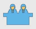 Colorful Interview Panel Icon with desk