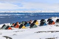 Colorful inuit houses in a suburb of arctic capital Nuuk