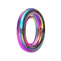 Colorful Iridescent Number Zero. Vibrant 3D Design Isolated On Transparent Background Royalty Free Stock Photo