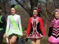 Colorful Irish Girls Dancing on Saint Patrick`s Day