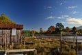 Colorful fishing sheds in river bay, Motueka , New Zealand