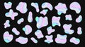 Set of vector holographic blob amoeba icons.