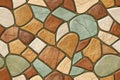 Colorful irregular stone mosaic pattern with varied earthy tones and textures Royalty Free Stock Photo