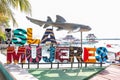 Colorful Isla Mujeres sign at Shark beach near Cancun, Mexico Royalty Free Stock Photo