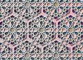 Colorful Islamic pattern, graphic print art mosaic persian motif. Ramadan banner Arabic round pattern elements. Geometric rilief