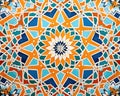 colorful islamic pattern on the tile background.