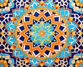 colorful islamic pattern on the tile background.