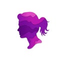 Colorful isolated line cut gradient silhouette of woman`s face profile Royalty Free Stock Photo