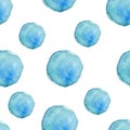 Blue circles watercolor pattern with white backgraund Royalty Free Stock Photo