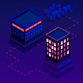 Colorful isometric city, vector background